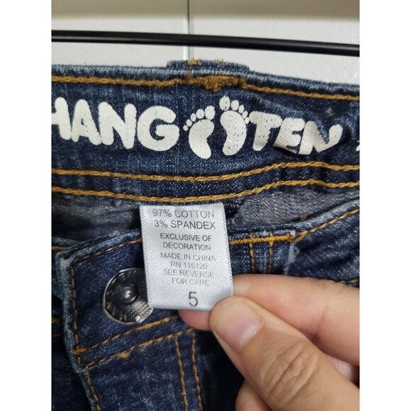 HANG TEN Juniors SZ 5 y2k Skinny Distressed Denim Jeans Low Rise - Picture 5 of 9